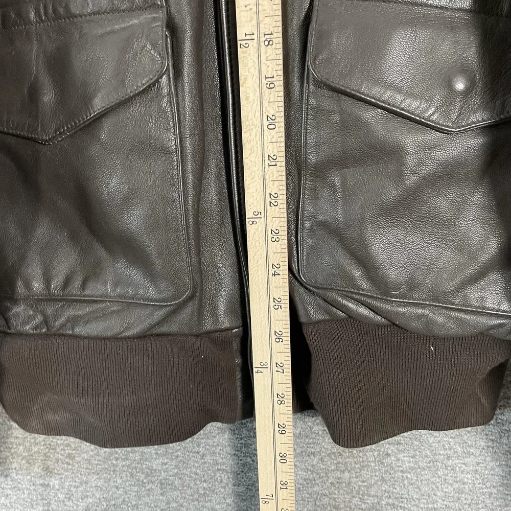 Type A-2 Flight Jacket Mens 42 Brown Leather Bomber Military USAF Lined Rib Knit